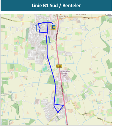 Strevckenverlauf der Rumpflinie B1